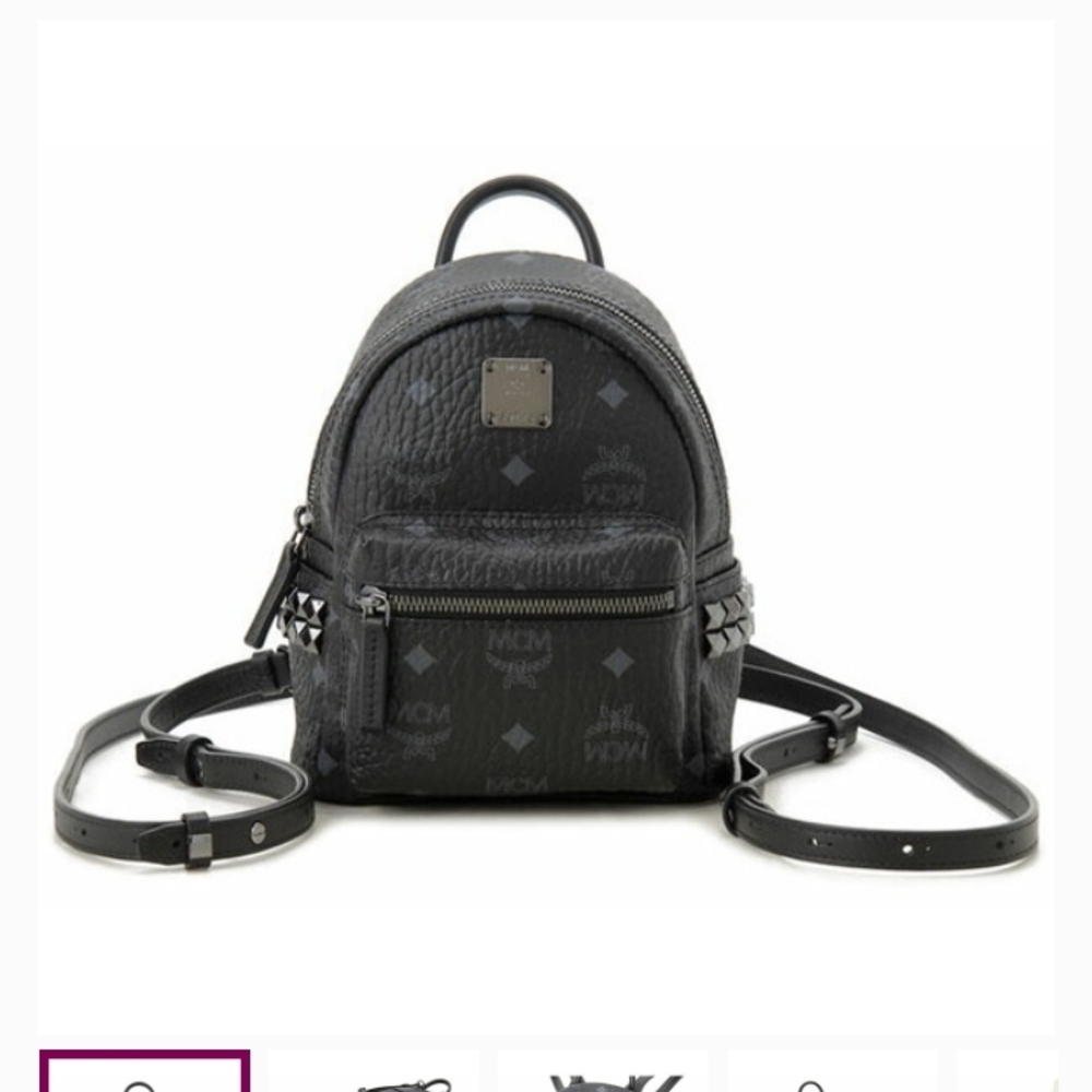 MCM Black Logo Backpack